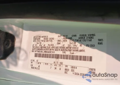 2011 Ford E-350 Super Duty Commercial from USA, damaged, VIN 1FTSE3EL3BDA08183